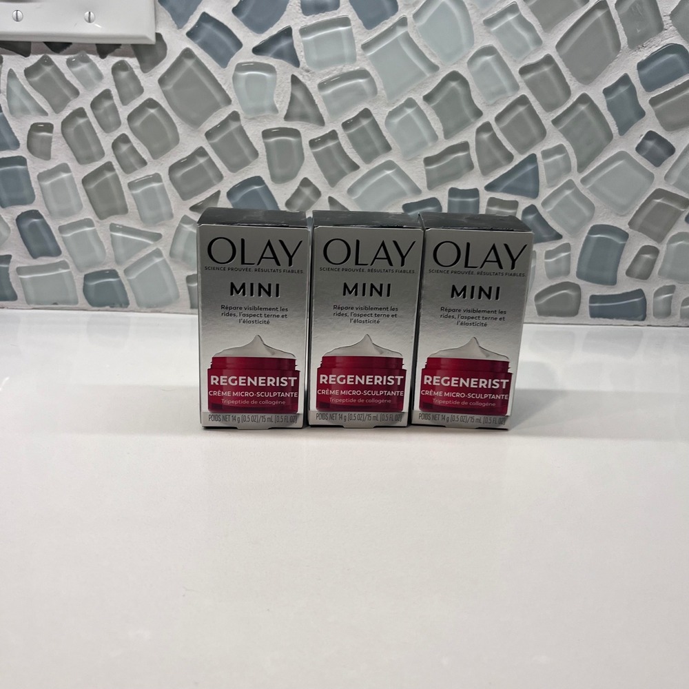 Olay Regenerist Micro-Sculpting Cream Mini 0.5oz 15ml Travel Size 3 Pack NEW